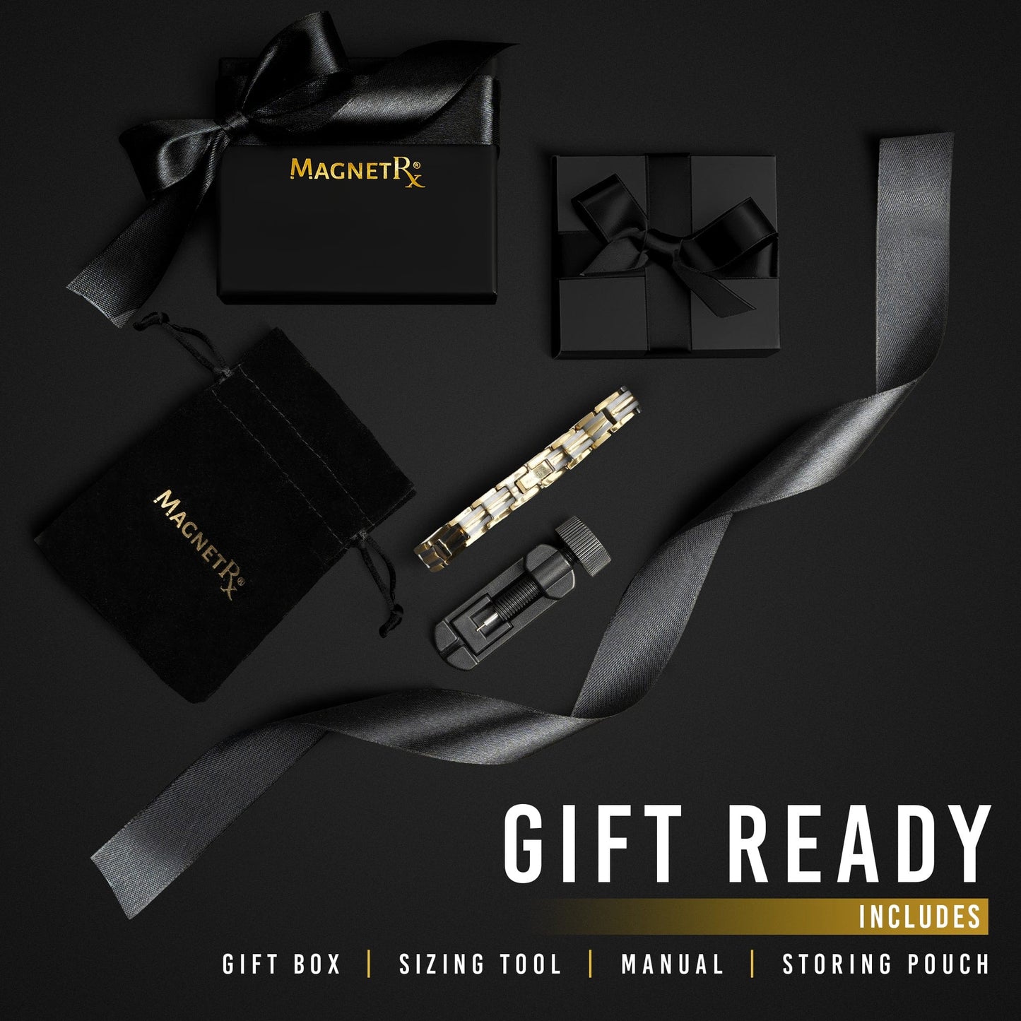 Women's Ultra Strength Silver & Gold Titanium Magnetic Bracelet