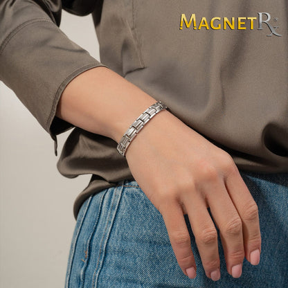 Women's Ultra Strength Silver Titanium Magnetic Therapy Bracelet