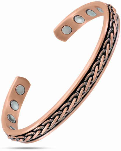 Woven Inlay Copper Magnetic Therapy Bracelet Bangle for Men & Women