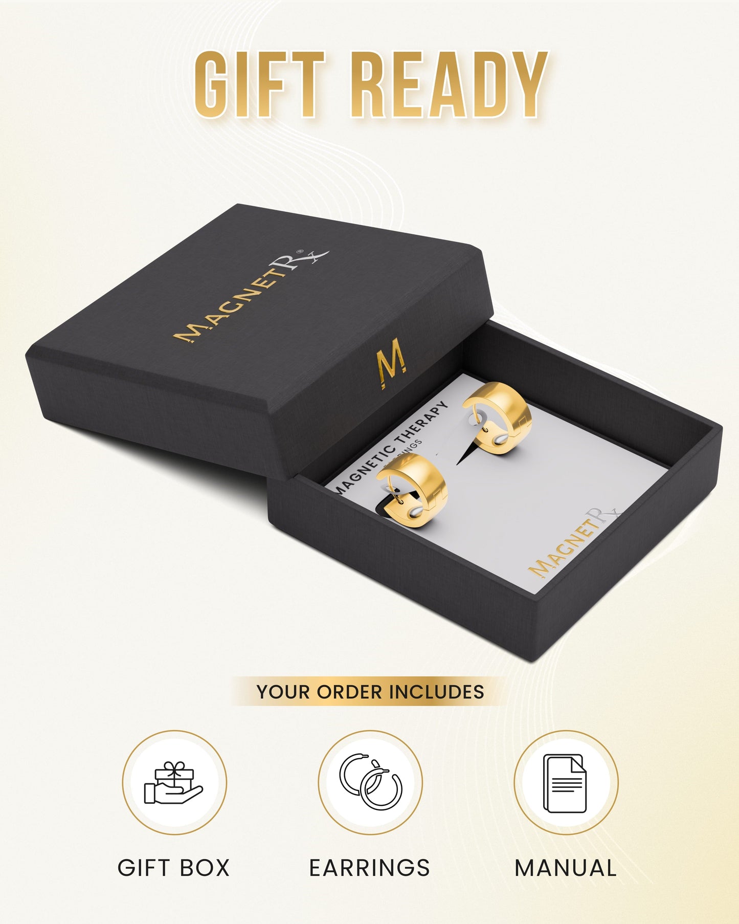 Polished Magnetic Therapy Earrings for Women (Gold)