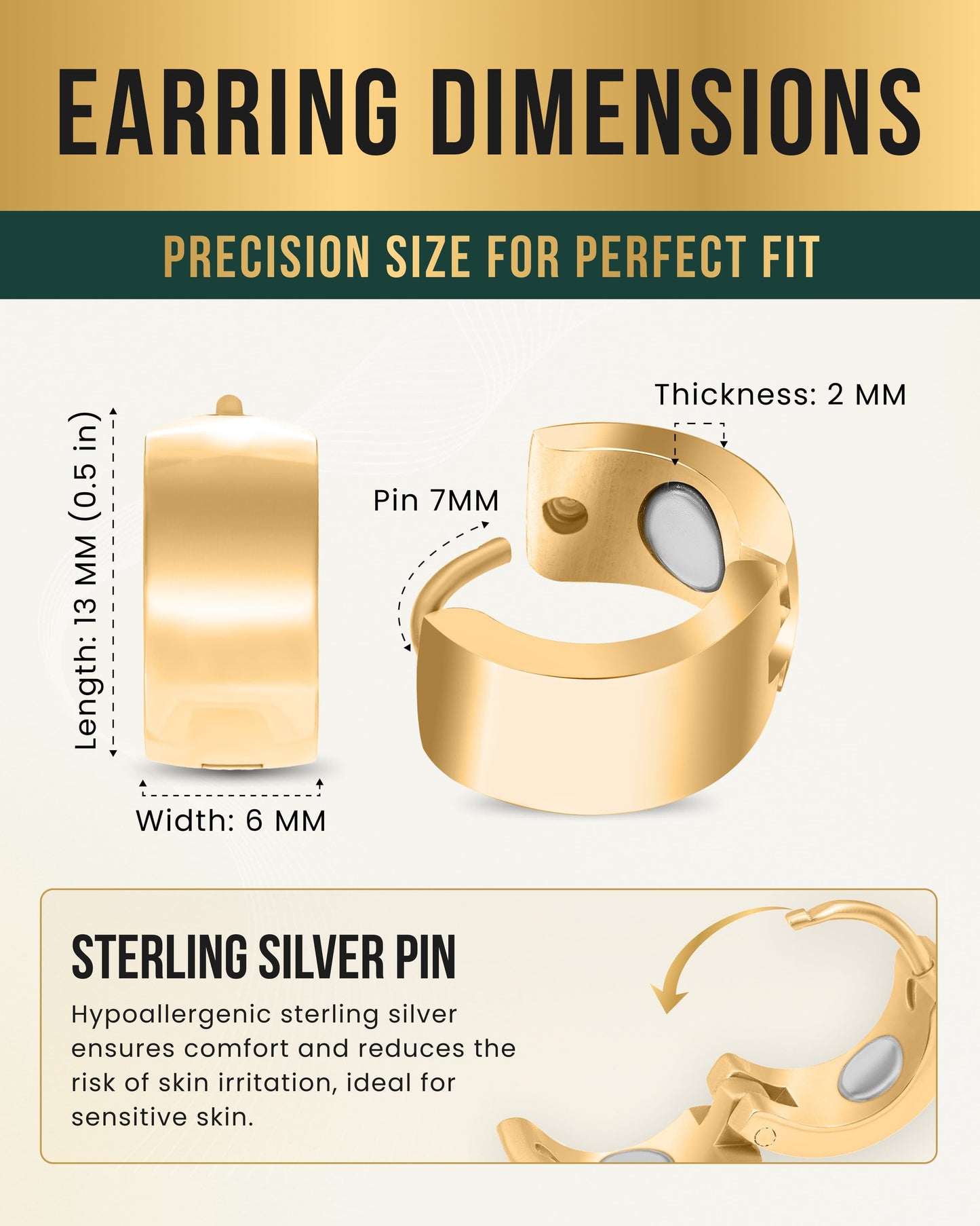 Polished Magnetic Therapy Earrings for Women (Gold)