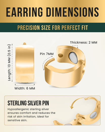 Polished Magnetic Therapy Earrings for Women (Gold)