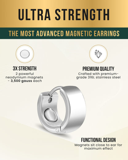 Polished Magnetic Therapy Earrings for Women (Silver)