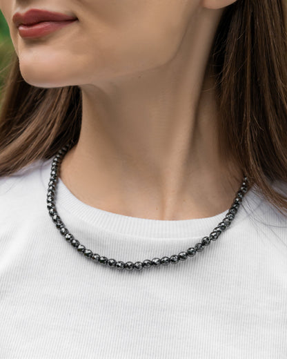 Magnetic Hematite Necklace (6mm Faceted Beads)