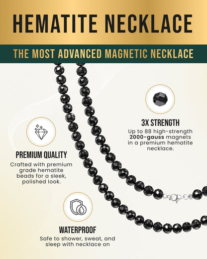 Magnetic Hematite Necklace (6mm Faceted Beads)