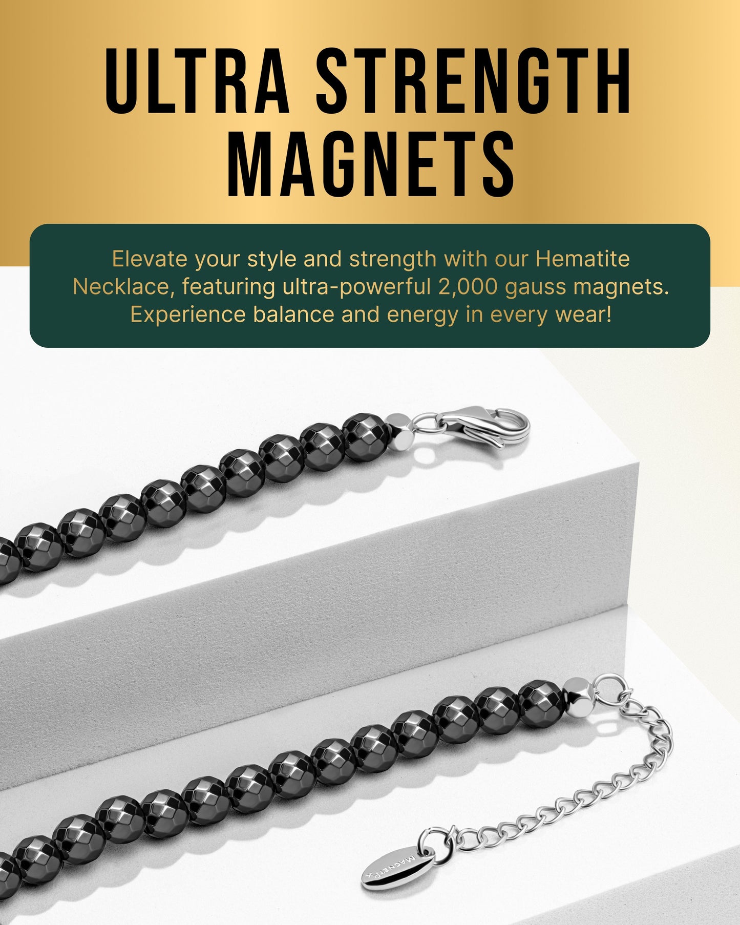 Magnetic Hematite Necklace (6mm Faceted Beads)