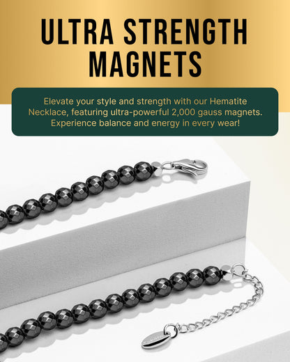Magnetic Hematite Necklace (6mm Faceted Beads)