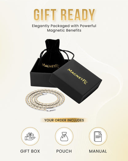 Powerful Silver & Gold Titanium Magnetic Therapy Necklace