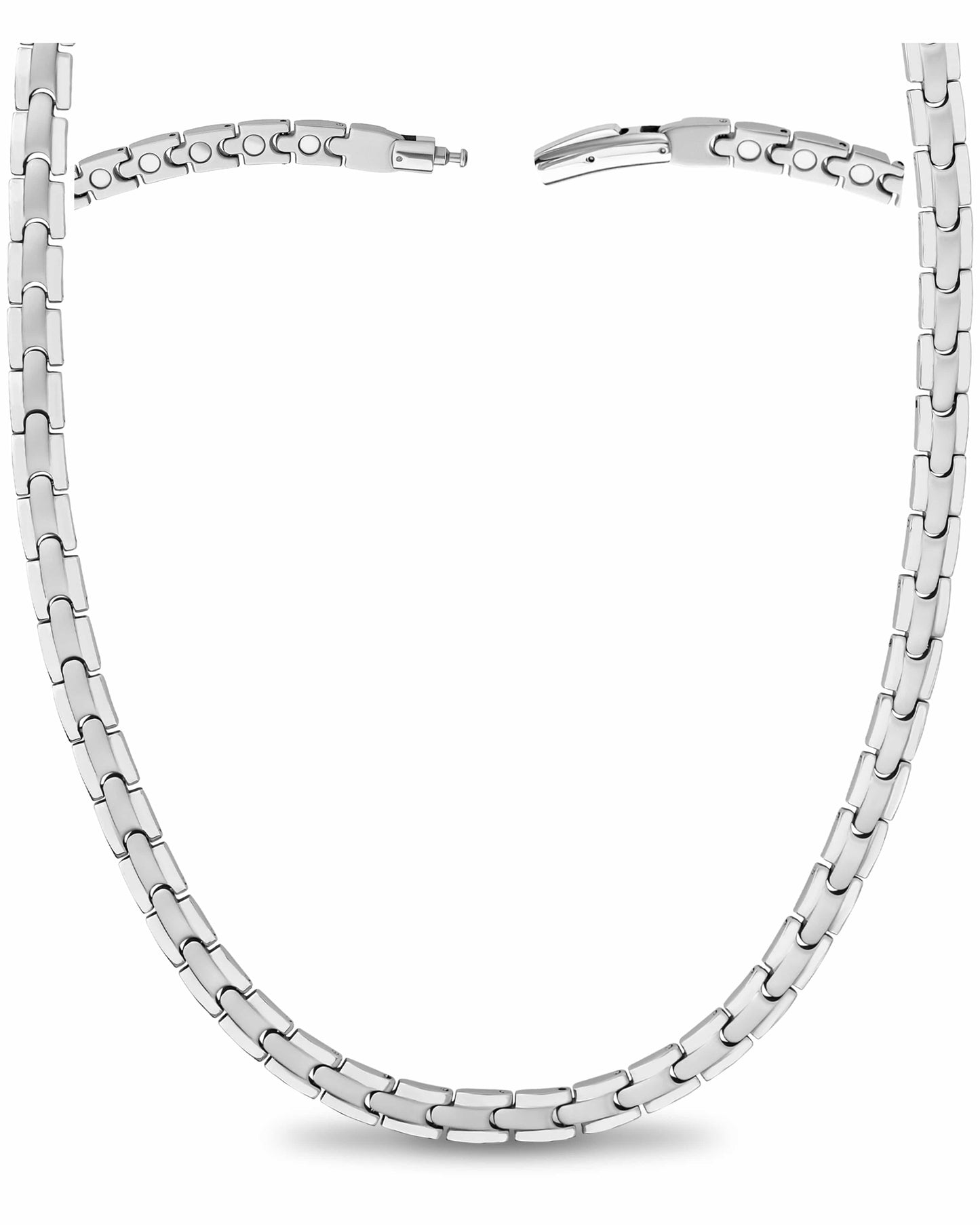 Powerful Silver Titanium Magnetic Therapy Necklace