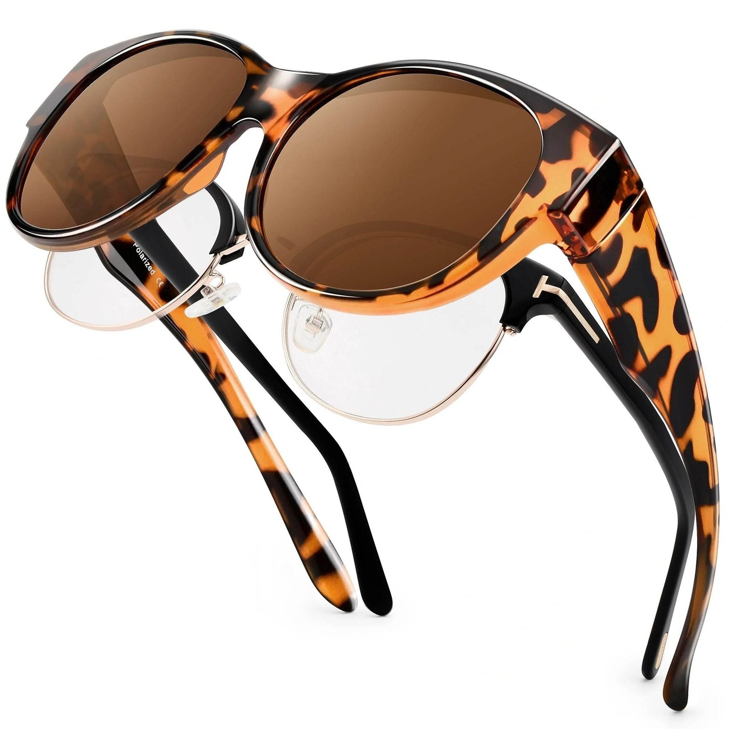 Fit Over Glasses Sunglasses for Women & Men – Oversized Cat Eye Polarized Shades, 100% UV400 Protection