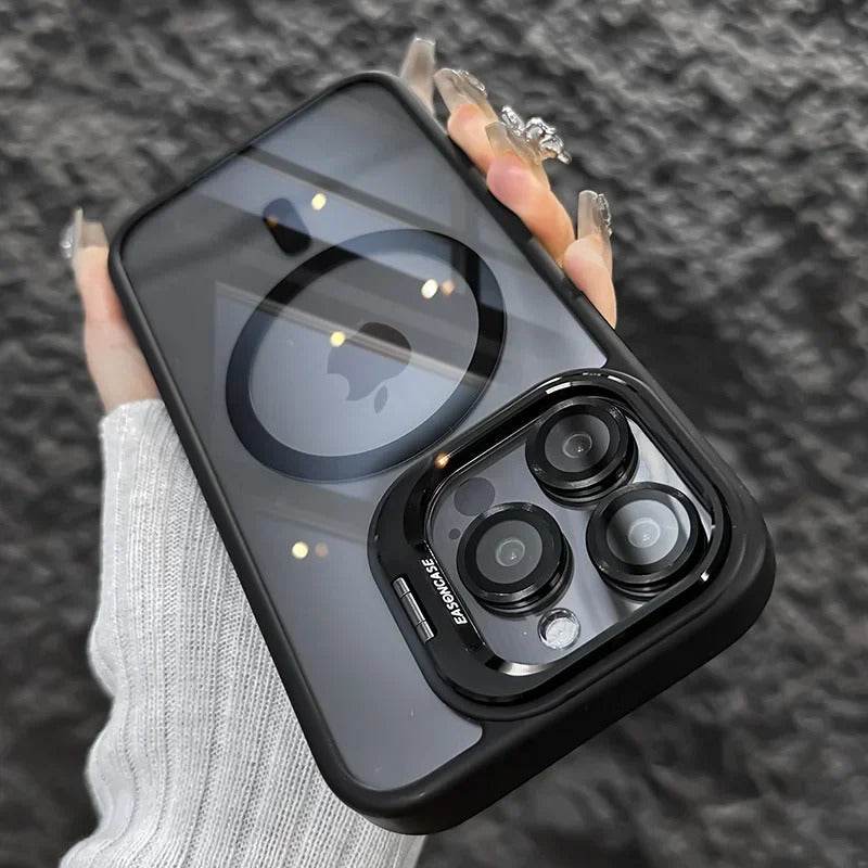 Luxury Magnetic Shockproof iPhone Case with Stand and Lens Protection