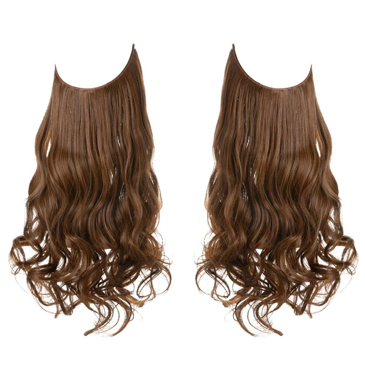 Premium Synthetic Invisible Wire Hair Extensions – Long Wavy Synthetic Hairpiece for Women, No Clips