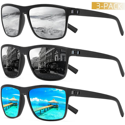 Lot de 3 paires de lunettes de soleil polarisées – Protection UV400 anti-reflet pour hommes et femmes
