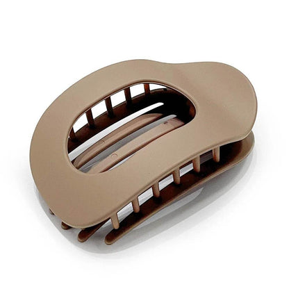 Leopard Matte Oval Hair Claw Clip – Curved Barrette for Women