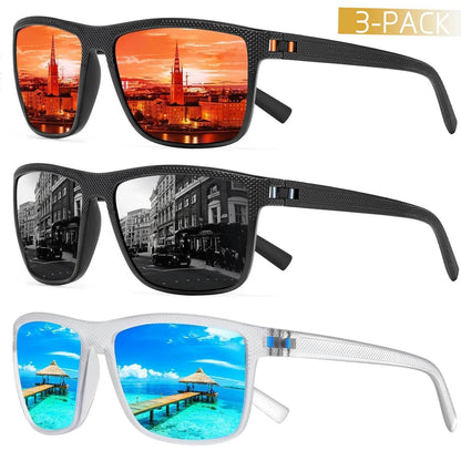 Lot de 3 paires de lunettes de soleil polarisées – Protection UV400 anti-reflet pour hommes et femmes