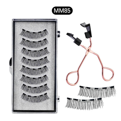 Magnetic 8Pcs Reusable Eyelashes with Applicator – No Glue, 5 Magnet Natural Look Lashes