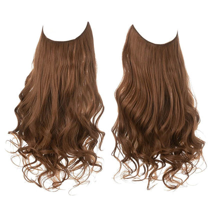 Premium Synthetic Invisible Wire Hair Extensions – Long Wavy Synthetic Hairpiece for Women, No Clips