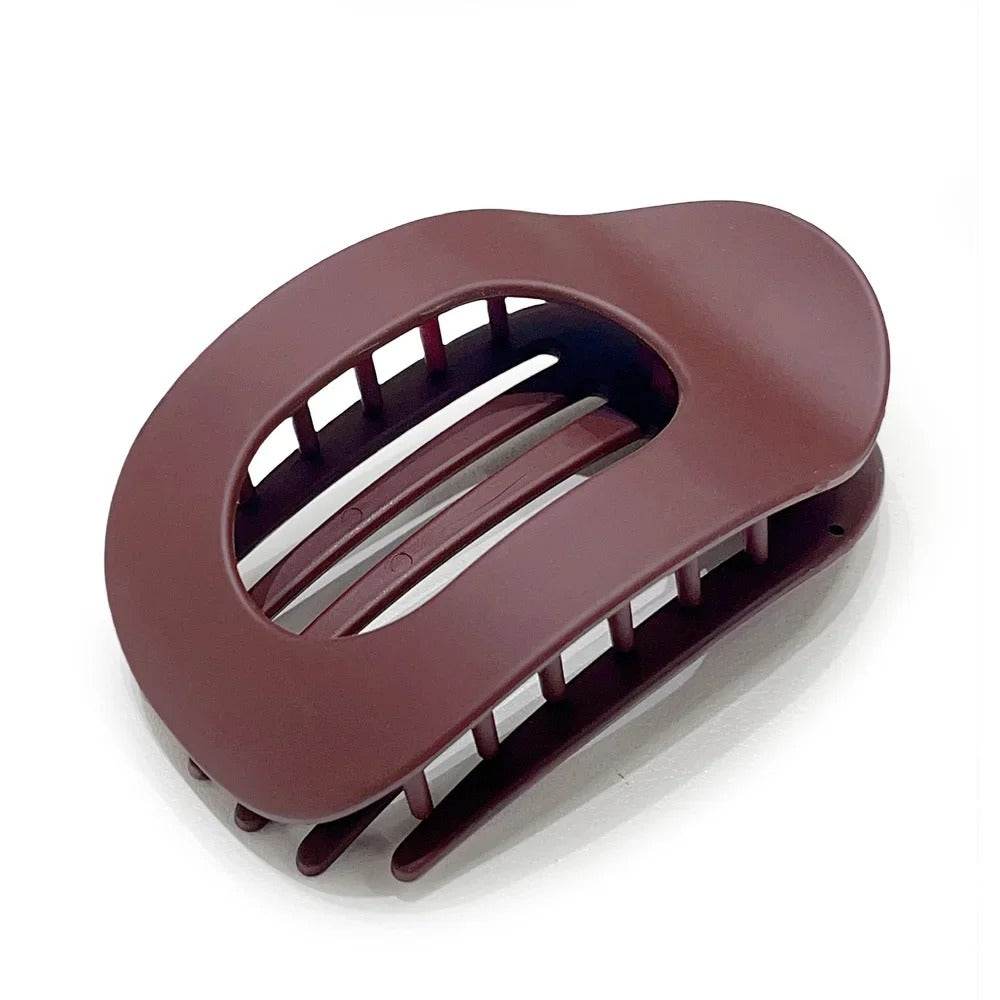 Leopard Matte Oval Hair Claw Clip – Curved Barrette for Women