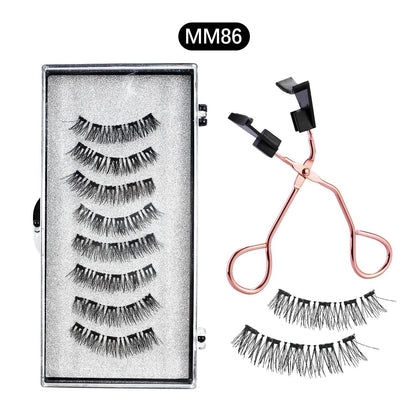 Magnetic 8Pcs Reusable Eyelashes with Applicator – No Glue, 5 Magnet Natural Look Lashes