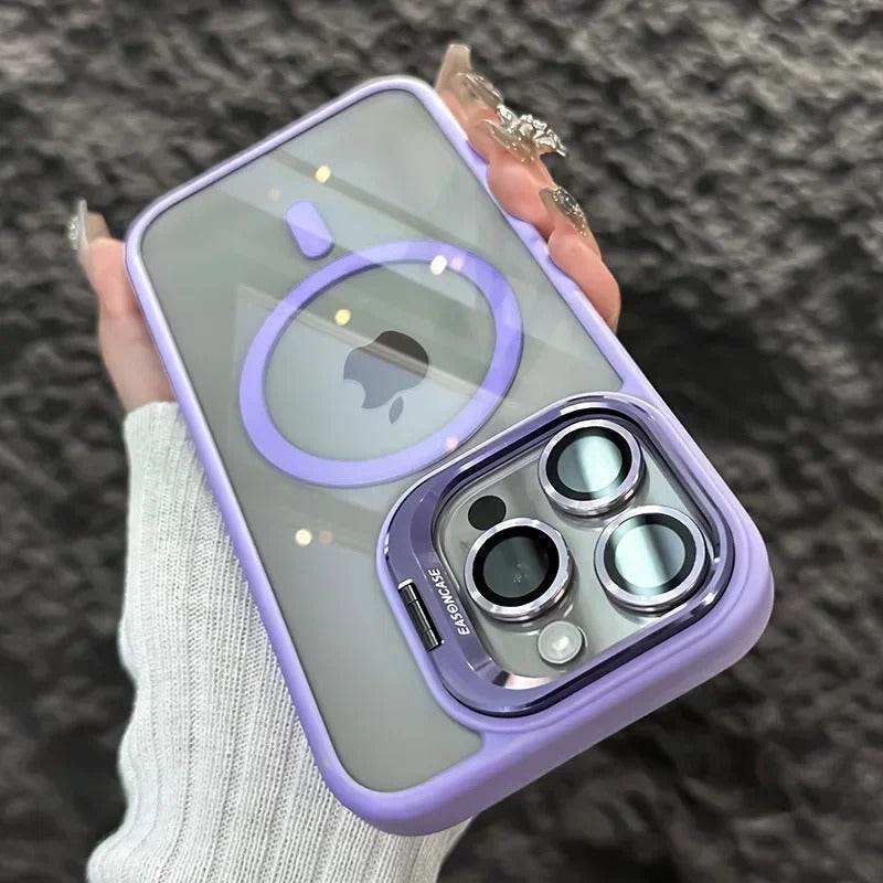 Luxury Magnetic Shockproof iPhone Case with Stand and Lens Protection