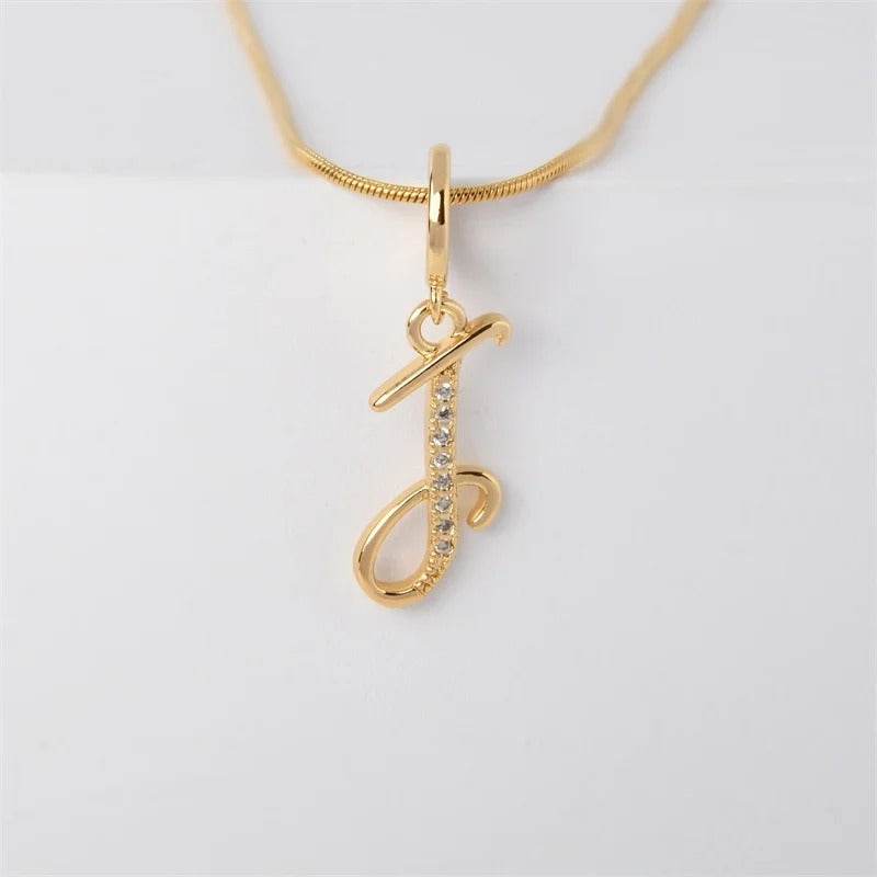Gold Letter Pendant Necklace for Women – A-Z Alphabet Zircon Crystal Choker, Snake Chain Jewelry Gift