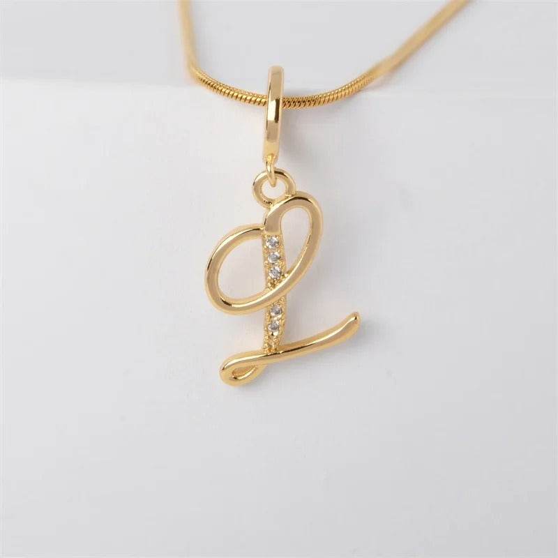 Gold Letter Pendant Necklace for Women – A-Z Alphabet Zircon Crystal Choker, Snake Chain Jewelry Gift