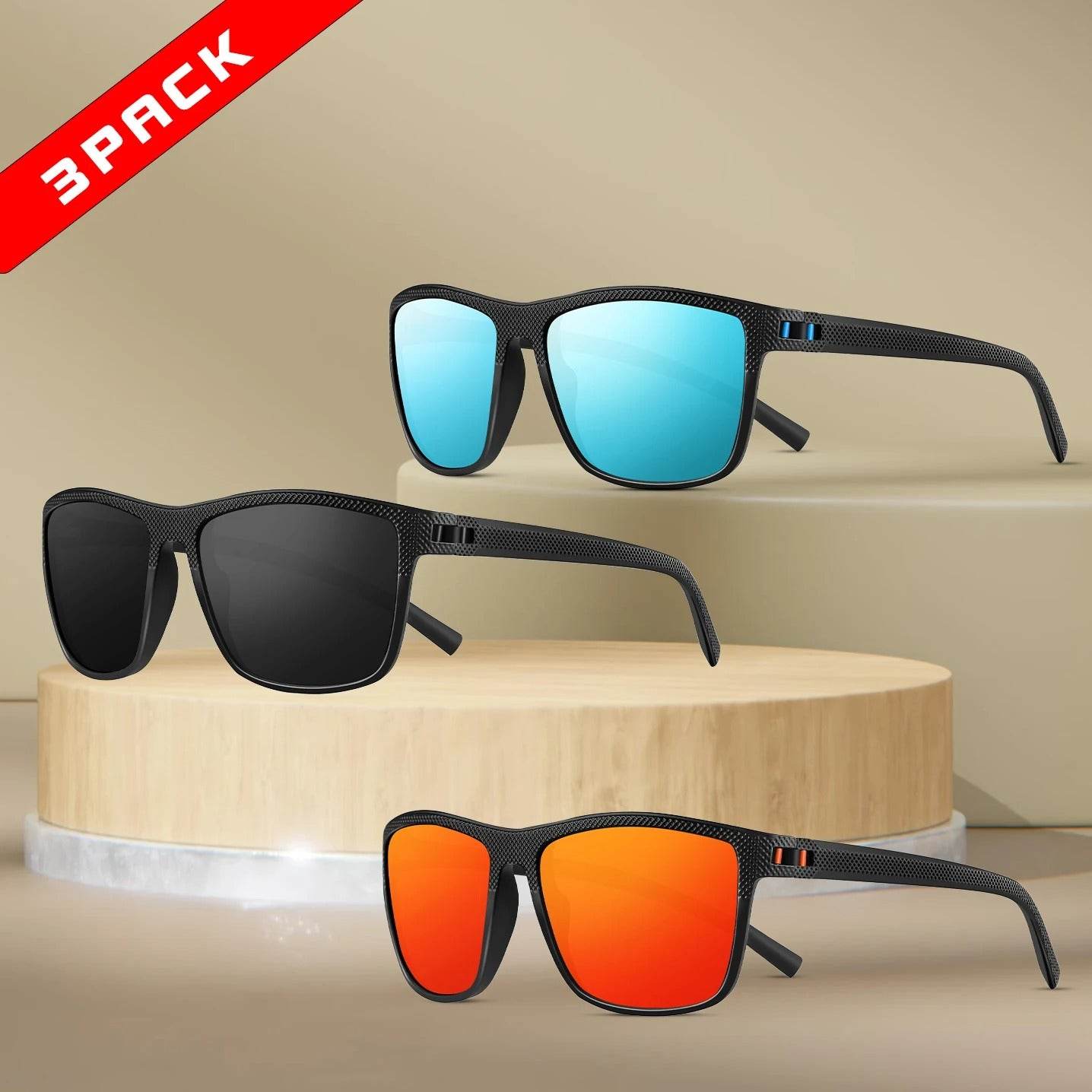 Lot de 3 paires de lunettes de soleil polarisées – Protection UV400 anti-reflet pour hommes et femmes