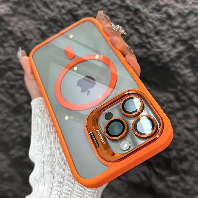 Luxury Magnetic Shockproof iPhone Case with Stand and Lens Protection