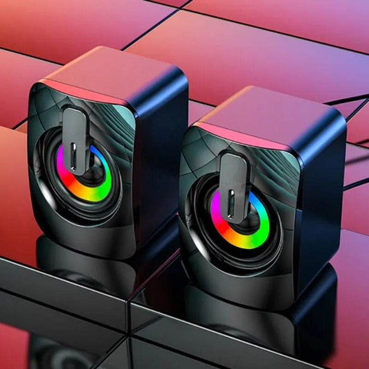 USB Wired HiFi Stereo Computer Speakers with LED Lights