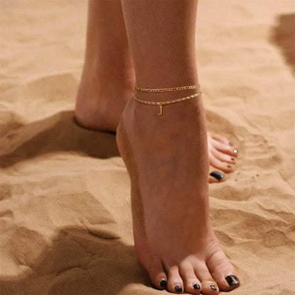 26 Letters A-Z Stainless Steel Chain Anklets For Women
