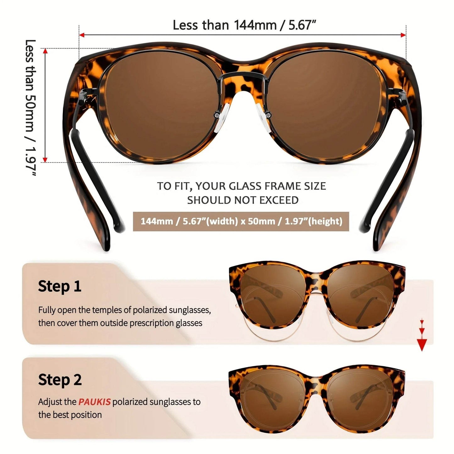 Fit Over Glasses Sunglasses for Women & Men – Oversized Cat Eye Polarized Shades, 100% UV400 Protection