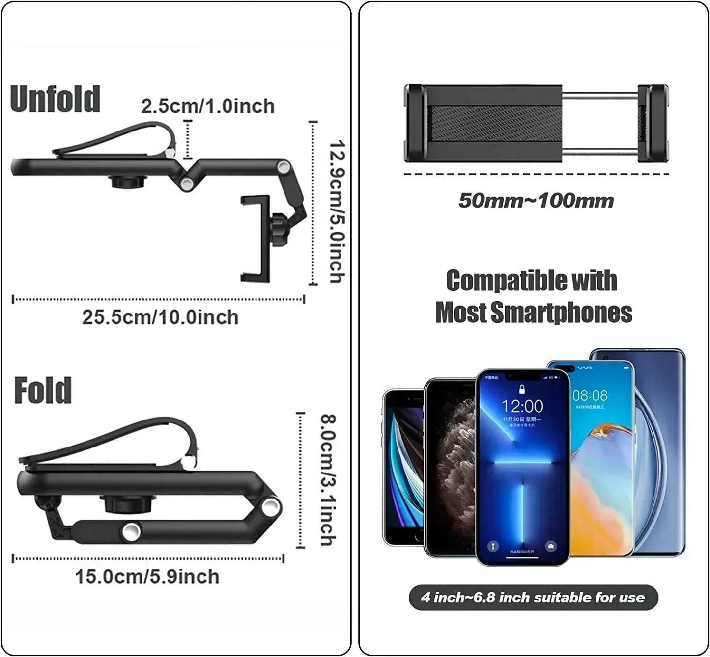 Universal Car Phone Mount for Sun Visor with 360° Rotation