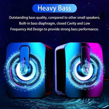 USB Wired HiFi Stereo Computer Speakers with LED Lights