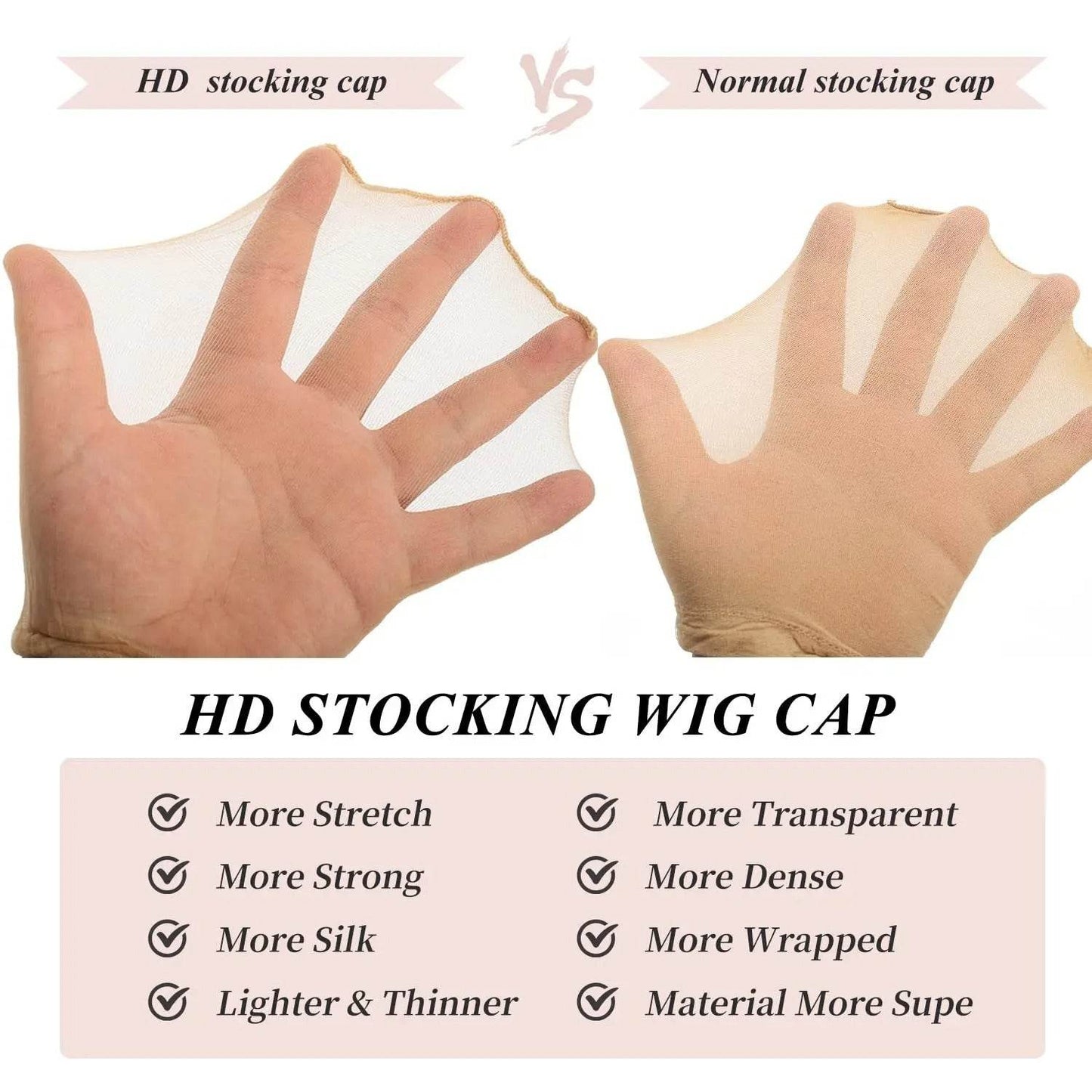 2PCS HD Transparent Wig Caps – Light Brown Nylon Lace Front for Women & Men