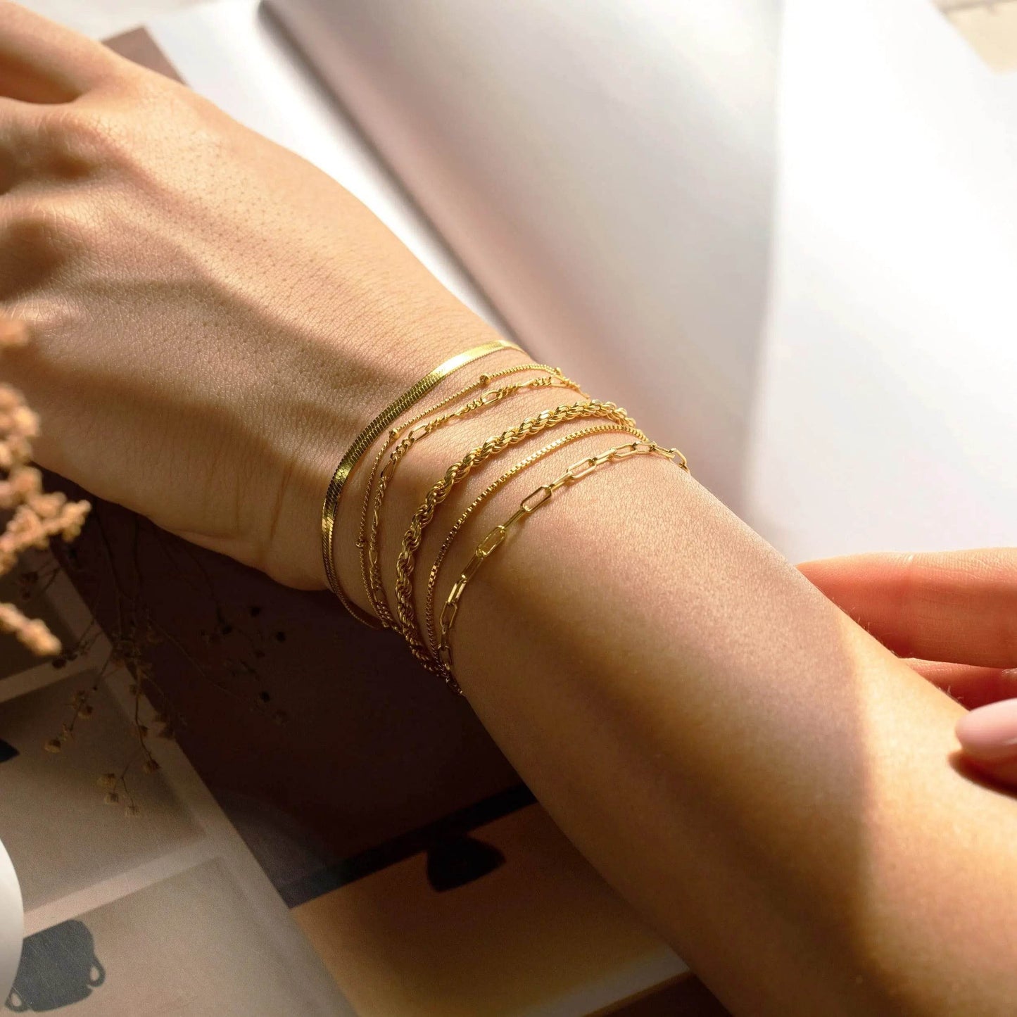 6Pcs Gold Boho Bracelet Set for Women – Vintage Cuban Chain Jewelry Gift