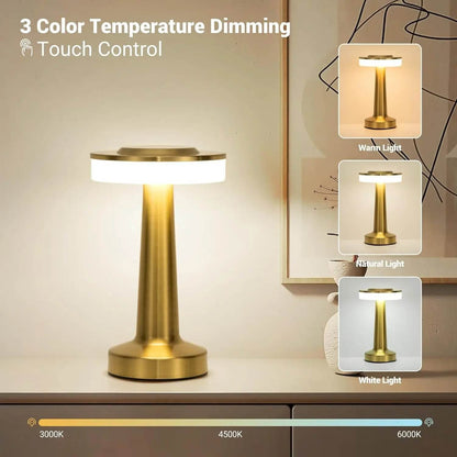 Retro USB Rechargeable LED Table Lamp – Dimmable Night Light for Bedroom, Bar, or Camping – Vintage Ambient Lighting