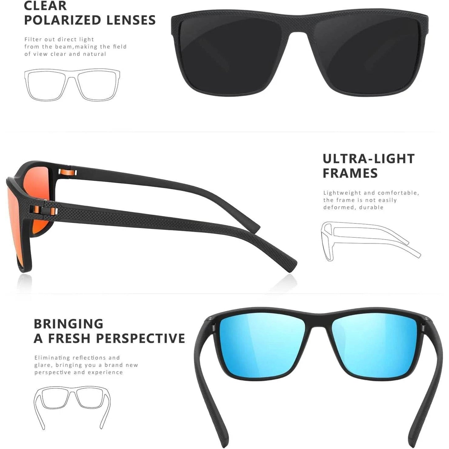 Lot de 3 paires de lunettes de soleil polarisées – Protection UV400 anti-reflet pour hommes et femmes
