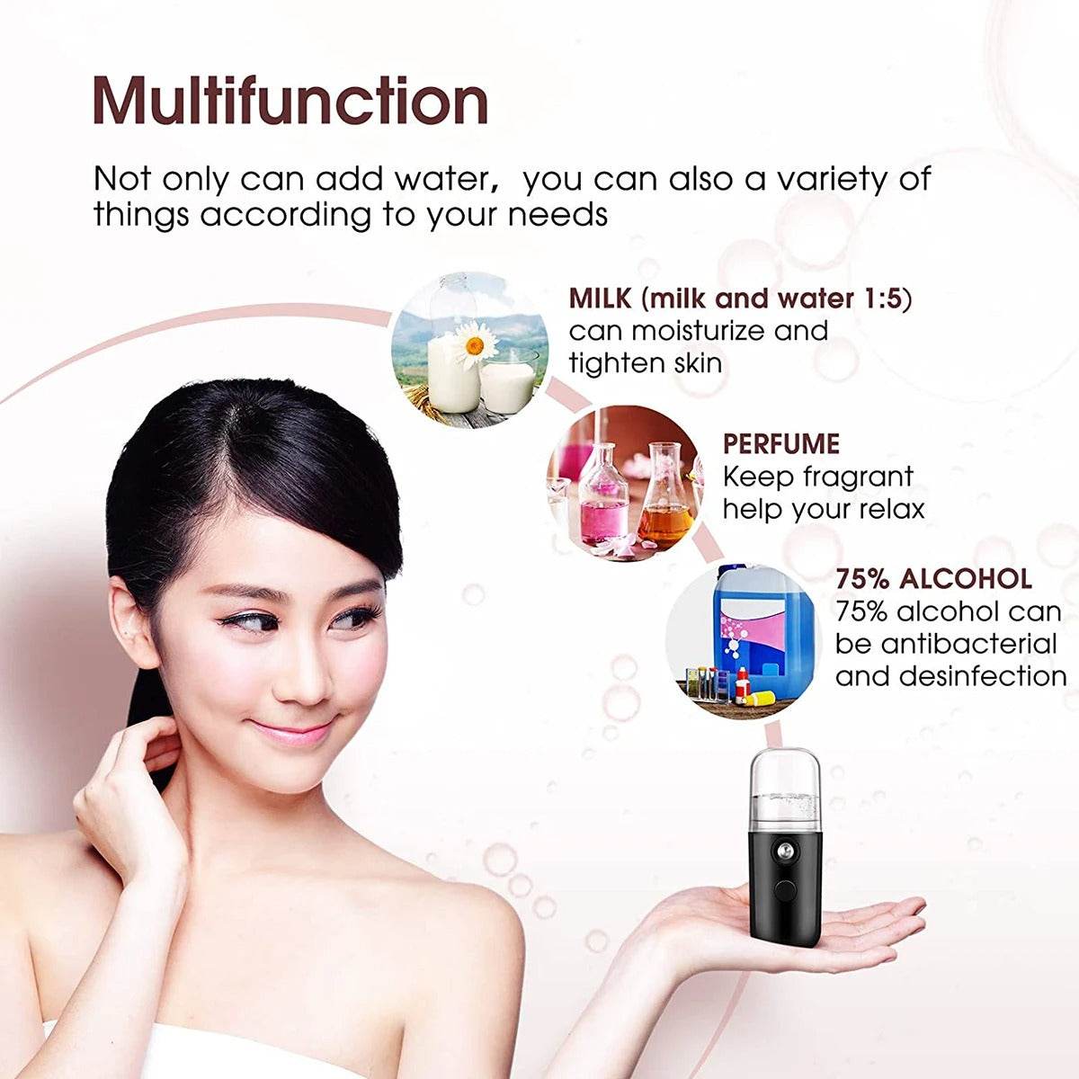 Nano Mist Facial Steamer – Portable 30ml Cool Mist Sprayer for Skin Hydration and Refreshing