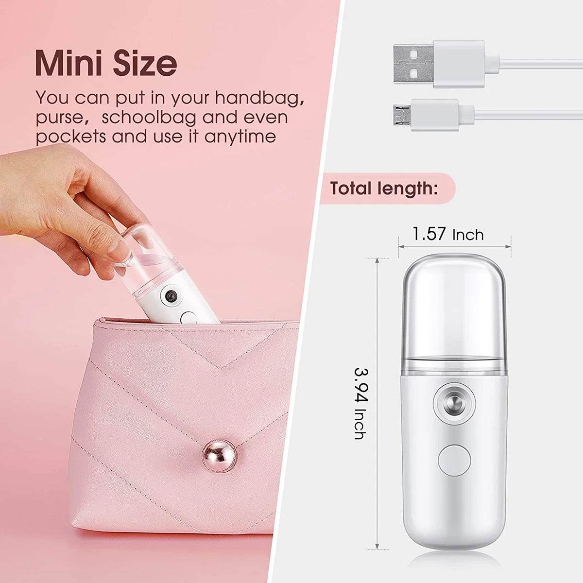 Nano Mist Facial Steamer – Portable 30ml Cool Mist Sprayer for Skin Hydration and Refreshing