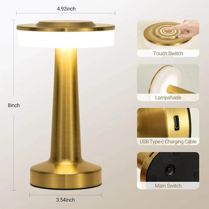 Retro USB Rechargeable LED Table Lamp – Dimmable Night Light for Bedroom, Bar, or Camping – Vintage Ambient Lighting