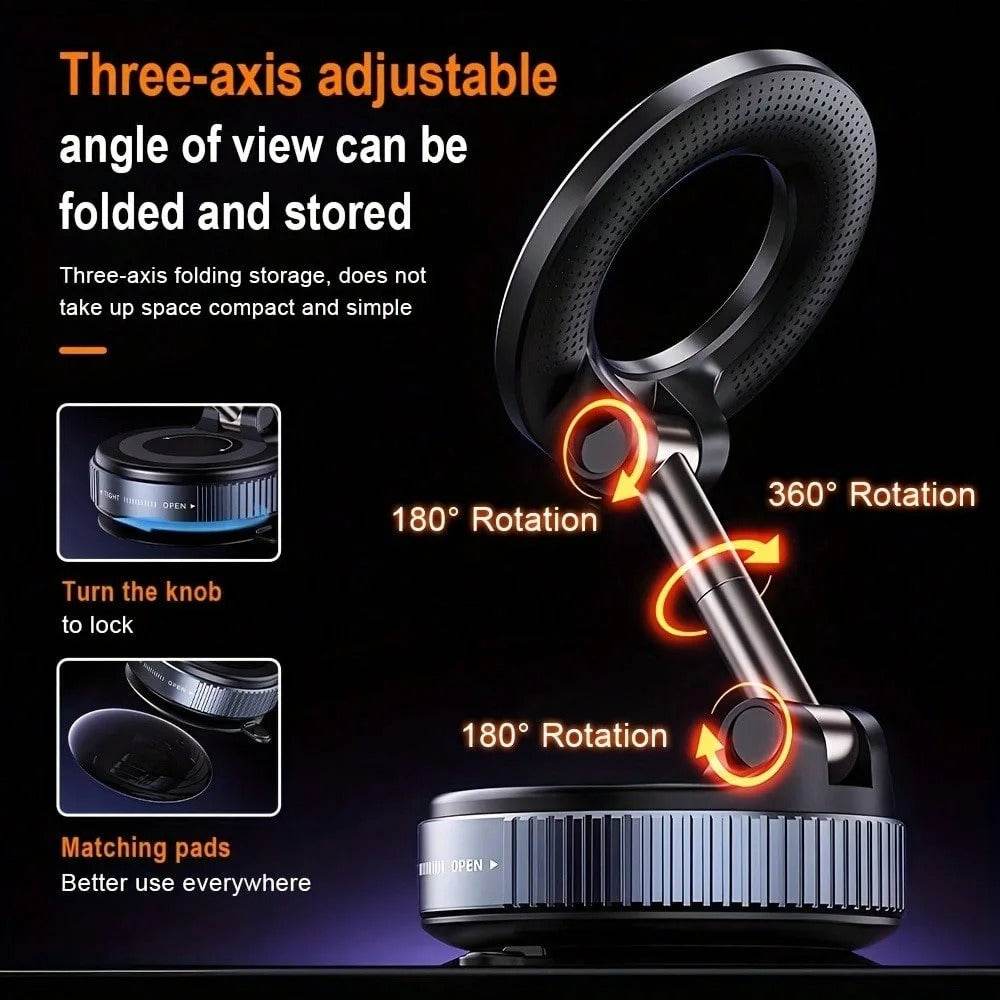 Magnetic Car Phone Mount – 360° Foldable Aluminum Holder