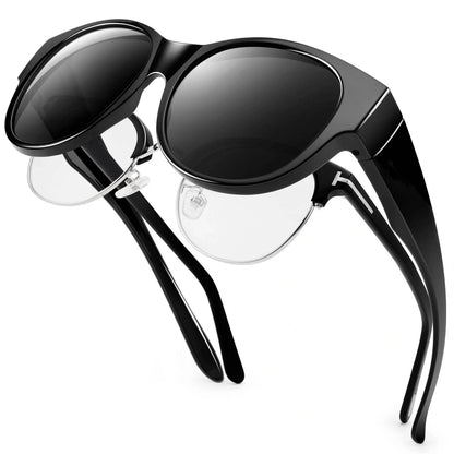 Fit Over Glasses Sunglasses for Women & Men – Oversized Cat Eye Polarized Shades, 100% UV400 Protection