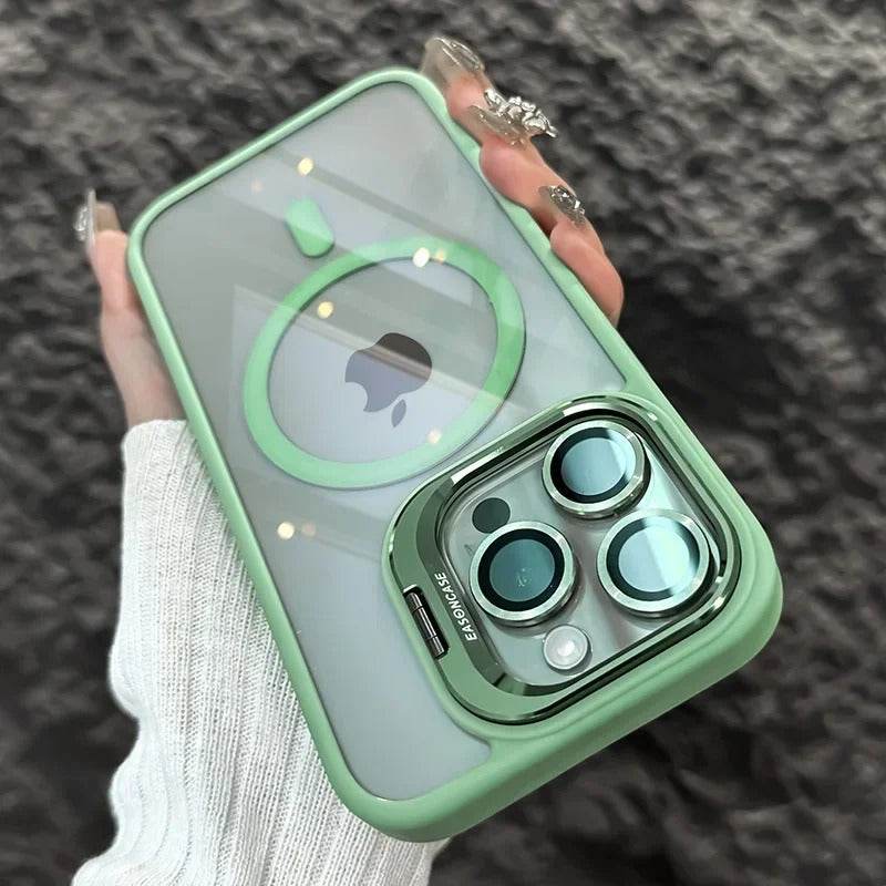Luxury Magnetic Shockproof iPhone Case with Stand and Lens Protection