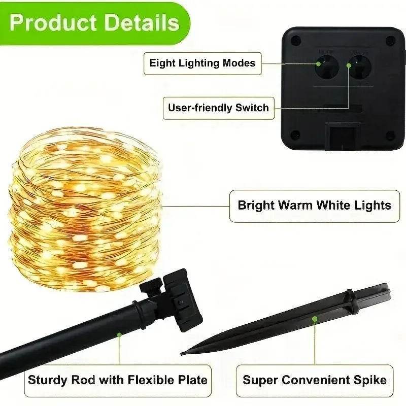Solar Fairy String Lights Outdoor Waterproof