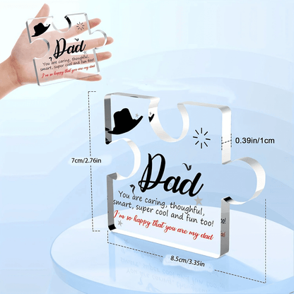 Cadeau pour Papa en Pièce de Puzzle Acrylique Souvenir Gravé de la part de Ton Fils et Ta Fille Je t'aime Papa