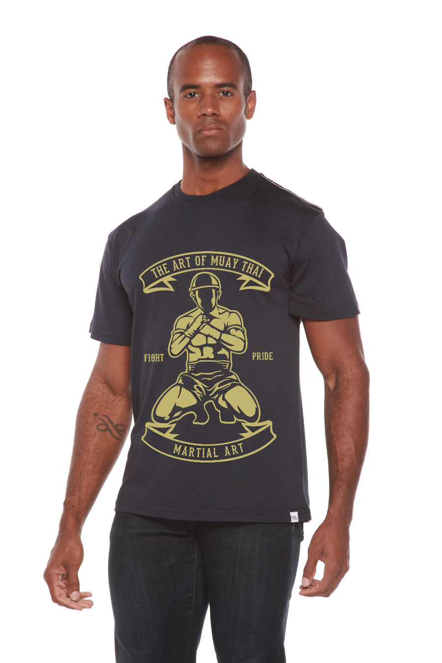 Camiseta Gráfica de Manga Corta de Bambú Viscosa/Algodón Orgánico para Hombre de Artes Marciales
