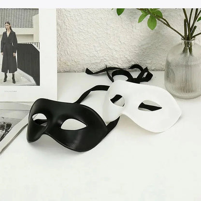 Masquerade Half Face Mask | Elegant Black & White Retro Design