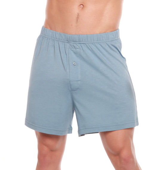 Caleçons boxer pour homme en viscose de bambou/coton, couleur bleu acier - Lot de 3
