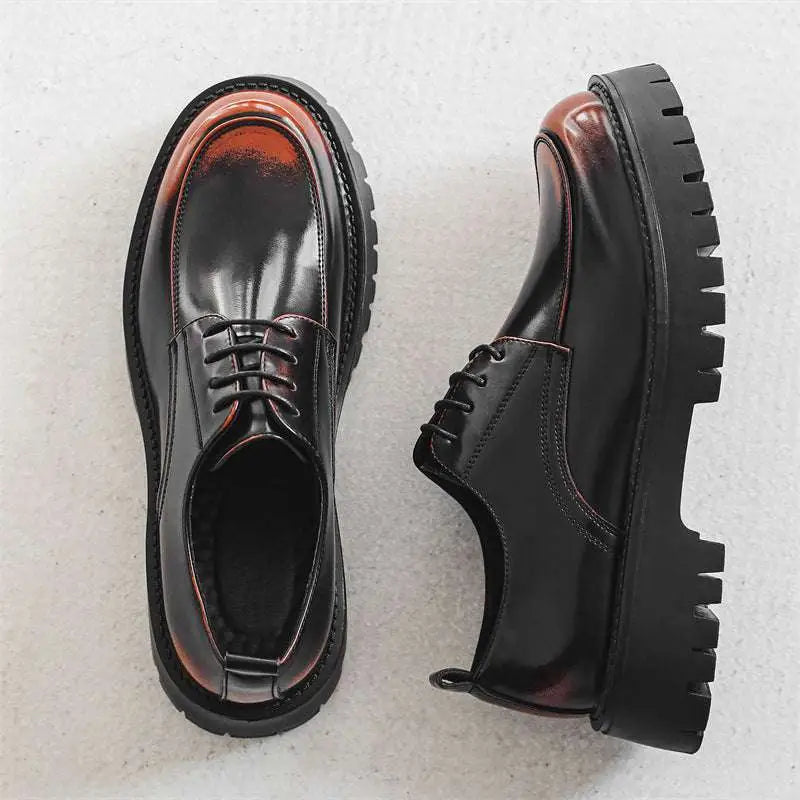 Zapatos casuales de cuero para hombre con costuras rojas