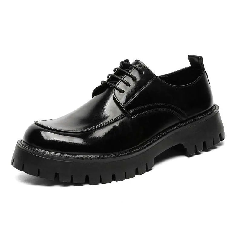 Zapatos casuales de cuero para hombre con costuras rojas